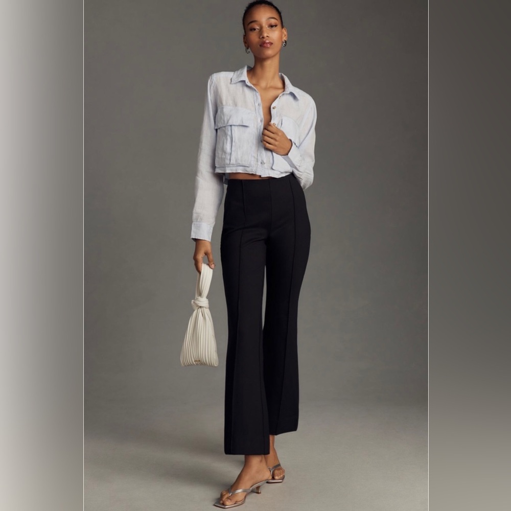 Anthropologie The Margot Kick-Flare Cropped Pants by Maeve: Textured Edition